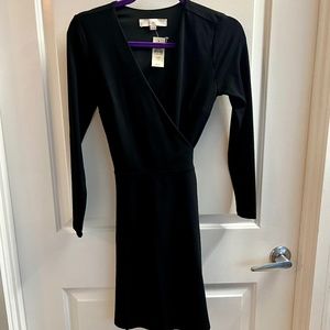 ann taylor LOFT black wrap dress black 00 petite NWT